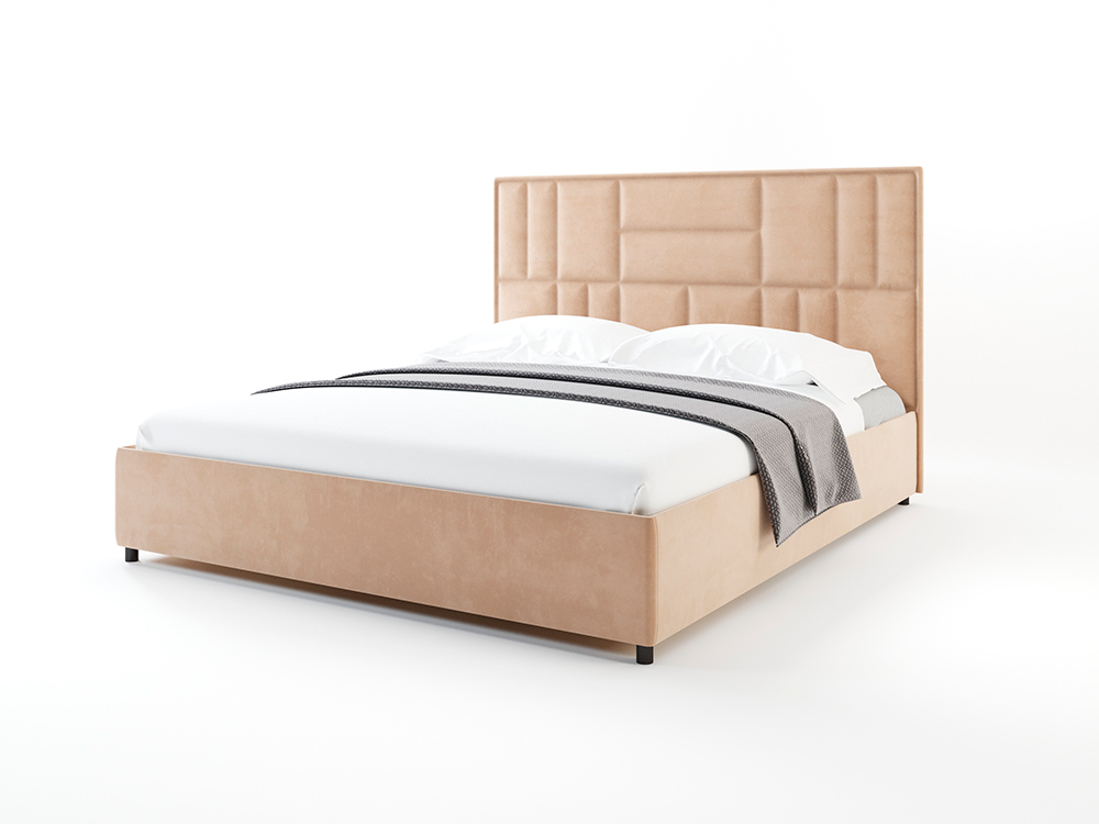 Кровать Дримлайн Кубо (искусственный велюр/песок) (с м/о) 160х200
